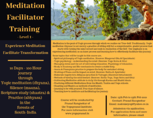 Meditation Facilitator Training (100 Hours)